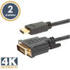 Afbeelding van DVI-D naar HDMI Kabel 2m - 4K Ondersteuning, Gold Plated, Dubbele Schermbeveiliging [20380] - 1d98 2da2 41ab