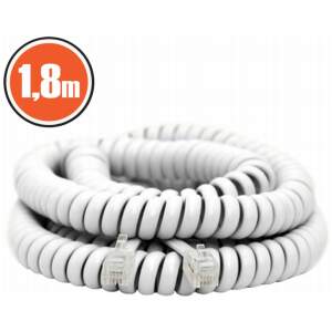 Afbeelding van Spiraal Telefoonkabel 1,8 Meter – 4P4C naar 4P4C Modulaire Stekker – Wit – Geschikt voor Vaste Telefoon