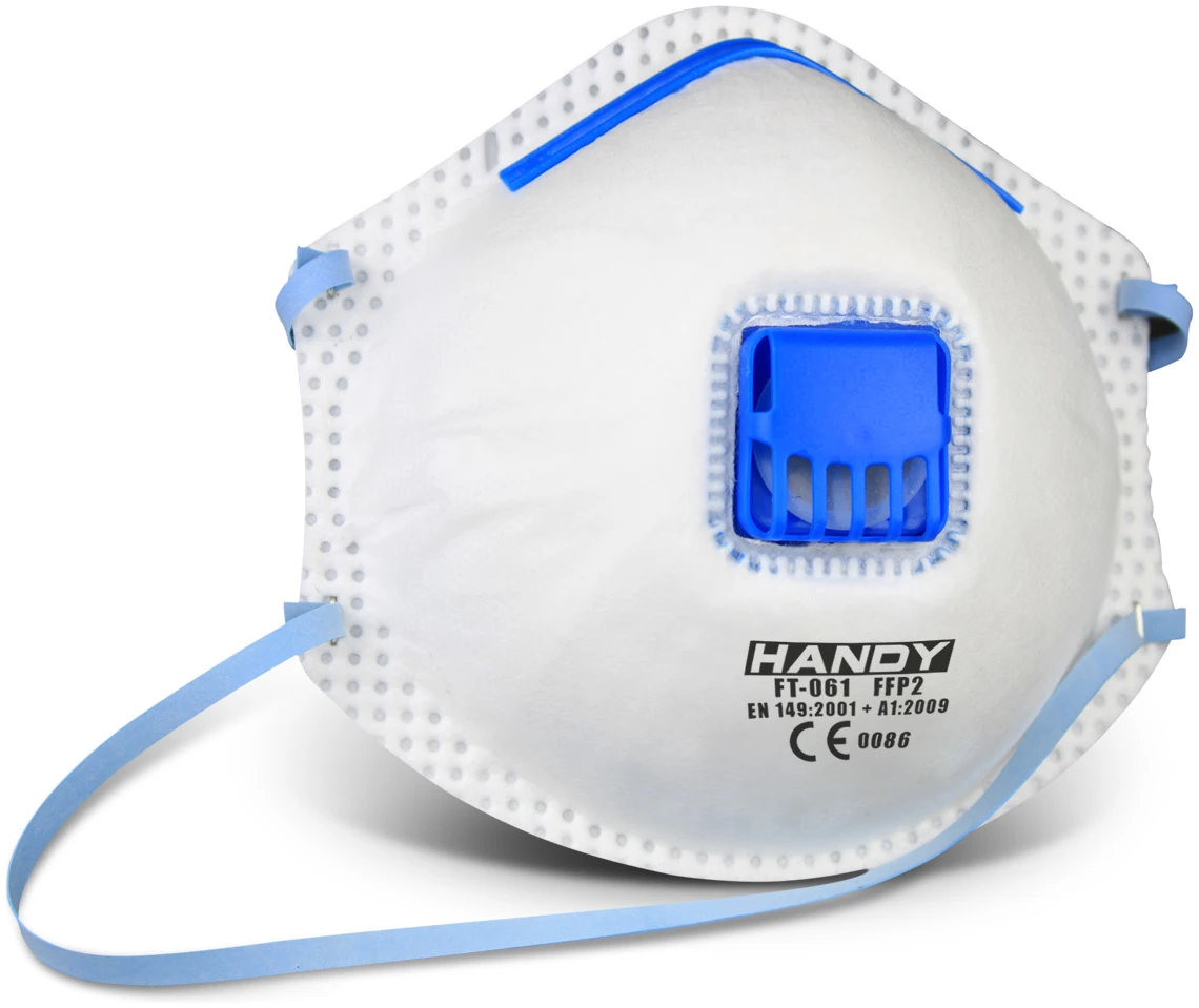Afbeelding van Handy - 2x Stofmasker met ventiel - FFP2 stofbescherming bij slijpen, beton & houtstof | 2 stuks |