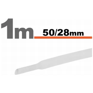 Afbeelding van 2× 1 Meter Krimpkous Wit 50 / 28 mm – 2 Stukken Van 1 Meter – Extra Grote Warmtekrimpbuis Voor Isolatie