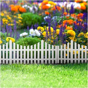 Afbeelding van 10x Tuinborder / Gazonrand / Tuinafzetting – Kunststof Sierhek – 60 x 23 cm – Wit – 10 Stuks –