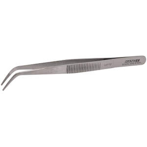 Afbeelding van Pincet RVS – 125 mm – Gebogen Met Kartelrand – Stompe Punt – Niet-Magnetisch – Duurzaam Roestvrij