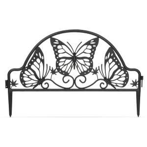 Afbeelding van 10x Tuinborder / Gazonrand / Tuinafzetting – Kunststof Tuinhek met Vlinderpatroon – 48 x 31 cm – Zwart