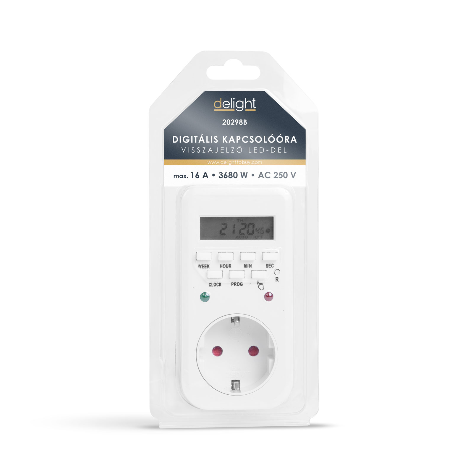 Afbeelding van Digitale Tijdschakelaar - Programmeerbaar - Met LED-Indicatie & LCD-display - 8 Programma’s - 250V /