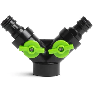 Afbeelding van Slangkoppeling Y-Verdeler 3/4 inch (±19 mm) – 2-Weg Kraanverdeler met Afsluitkranen – Snelaansluiting