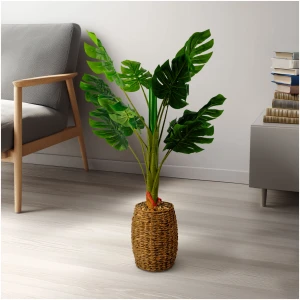 Afbeelding van Grote Kunstplant voor Binnen - Woon & Kamer Decoratie - Philodendron - Groen - 1 m 1 Stuk - Nepplant in