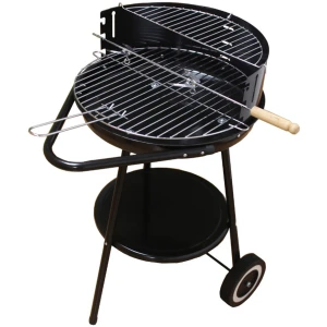 Afbeelding van Tuinbarbecue Met Wielen – Compacte Houtskool Grill Voor Buiten – Met Onderplank En Verchroomd