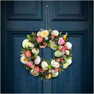 Afbeelding van Paasdecoratie - Voorjaarsbloemen Krans - Bloemenkrans - Deurkrans - Paasversiering - Pasen - Paaskrans -