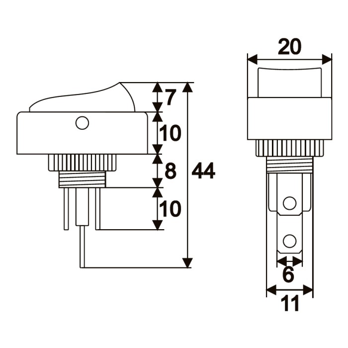 Afbeelding van 5x Verlichte Wipschakelaar SPST ON-OFF - Rocker Switch 12V DC 20A - Inbouw Schakelaar Met Gele LED Indicatie