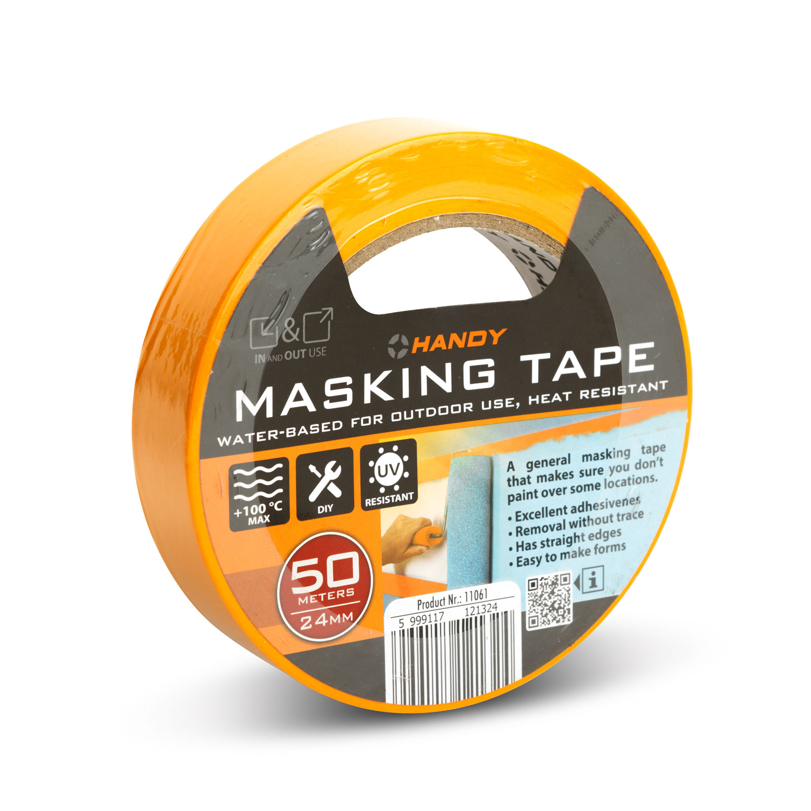 Afbeelding van Afplaktape Oranje 50 m × 24 mm – Watergedragen Maskingtape Van Washi Papier – Hittebestendig Tot 100 °C