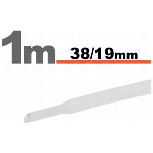 Afbeelding van 3× 1 Meter Krimpkous Wit 38 / 19 mm – 3 Stukken Van 1 Meter – Grote Warmtekrimpbuis Voor Isolatie En