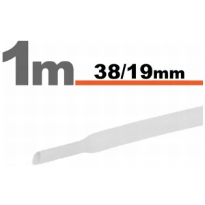 Afbeelding van 3× 1 Meter Krimpkous Wit 38 / 19 mm – 3 Stukken Van 1 Meter – Grote Warmtekrimpbuis Voor Isolatie En