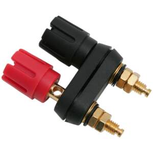 Afbeelding van Banaanstekker Aansluitplaat Met 2 Banana Bussen – Monteerbaar Terminal Board – Goud Vergulde