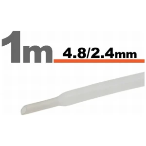 Afbeelding van 5× 1 Meter Krimpkous Transparant 4,8 / 2,4 mm – 5 Stukken Van 1 Meter – Warmtekrimpbuis Voor Isolatie En