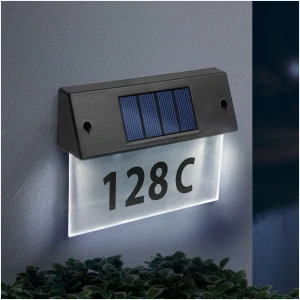 Afbeelding van Zonne-Energie Solar Verlicht Huisnummer Lamp met Transparant Plexiglas – Nummer Bord Huis met Verlichting -
