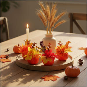 Afbeelding van Herfstdecoratie – Pompoen – Met Bloemen & Bessen – 4 Designs (Willekeurig 1 stuk) – 8 × 10 cm 1