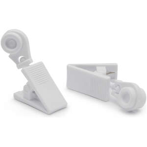 Afbeelding van Kunststof Gordijn Clips Met Runner – Wit – Rolgordijn En Vouwgordijn Clips – Met Metalen Klem – Set