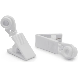 Afbeelding van Kunststof Gordijn Clips Met Runner – Wit – Rolgordijn En Vouwgordijn Clips – Met Metalen Klem – Set
