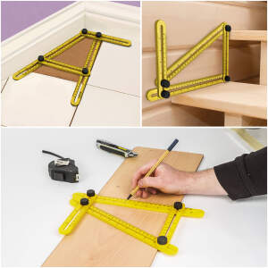 Afbeelding van Vierzijdige Hoekliniaal / Hoekkopieerder – Multifunctionele Meetlat Met Vergrendelbare Hoeken – Kunststof