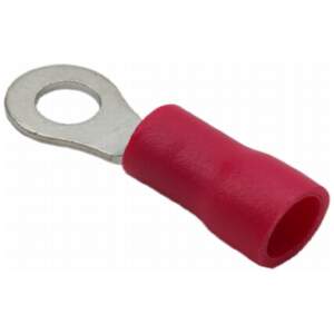 Afbeelding van 100x Geïsoleerde Ringkabelschoen 4,3/1,7 Mm Rood – Ringoog Kabelschoen Met Rode PVC Isolatie –