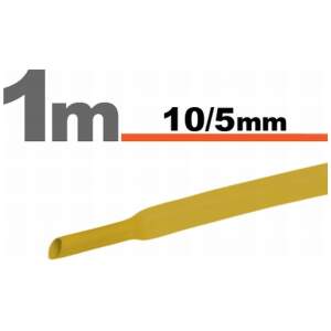 Afbeelding van 10× 1 Meter Krimpkous Geel 10 / 5 mm – 10 Stukken Van 1 Meter – Warmtekrimpbuis Voor Isolatie En
