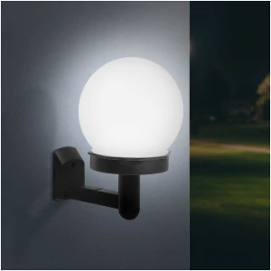 Afbeelding van Solar LED Wandlamp – Bolvormig – Koel Wit – Zwart – Op Zonne-Energie – Automatisch Aan Bij Schemer