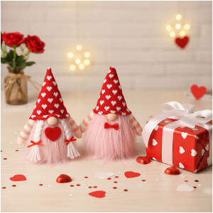 Afbeelding van 1x Textiele Decoratie Kabouter 20 cm – Schattige Stoffen Gnome met Baard en Groot Neusje – 2 Designs,