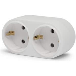 Afbeelding van 2-Voudige Wandstekkerdoos Met Randaarde – Wandverdeler Met 2 Stopcontacten – Geaard En Kinderveilig –