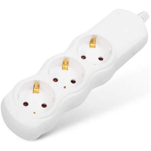 Afbeelding van 3-Weg Stekkerdoos Zonder Kabel - Zelfmontage - Wit - Kinderbeveiliging - 3×CEE 7/4 Stopcontacten - 16A /