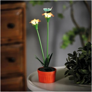 Afbeelding van Solar Gekleurde Tuinbloem – Rood – 10 Warm Witte LED’s – 32 Cm – Steeklamp Op Zonne-Energie –