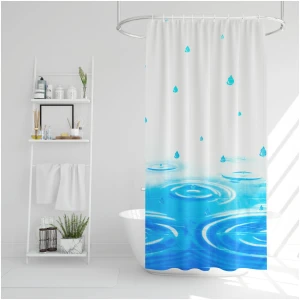 Afbeelding van Douchegordijn Met Ringen – 180 × 180 Cm – PEVA – Semi-Transparant – Druppel, Lente Of Ruit Patroon