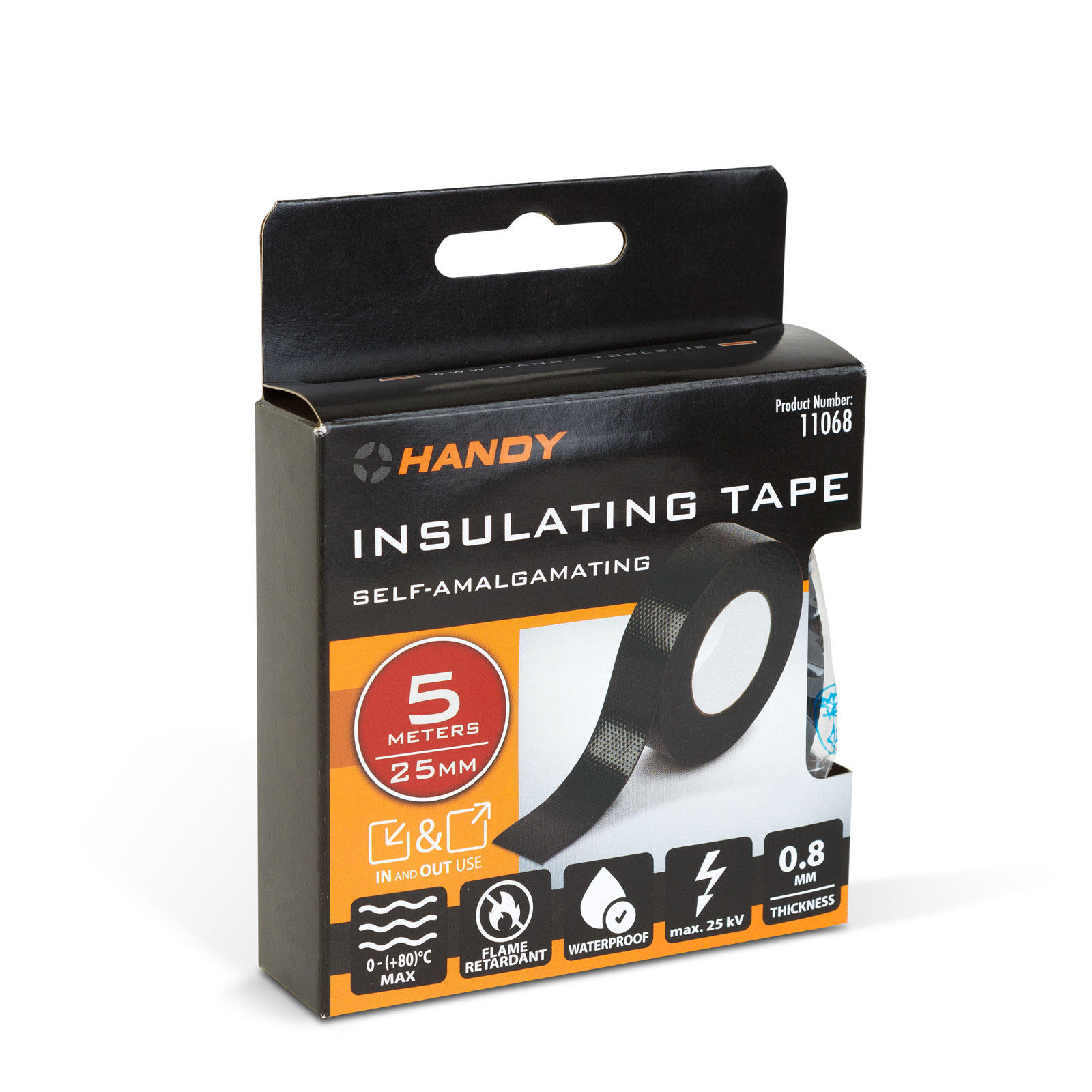 Afbeelding van Zelfvulkaniserende Hoogspannings-Isolatietape Zwart 5 m × 25 mm – Tot 25 kV – Zelfversmeltende Rubber