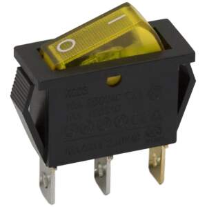 Afbeelding van 5x Verlichte Wipschakelaar SPST ON-OFF - Rocker Switch 250VAC 16A (20A) - Inbouw Schakelaar Met Gele LED