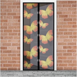 Afbeelding van Magnetisch Vliegengordijn / Hordeur Tegen Insecten – Hor met Magneten – Vlinderpatroon – 100 x 210 cm