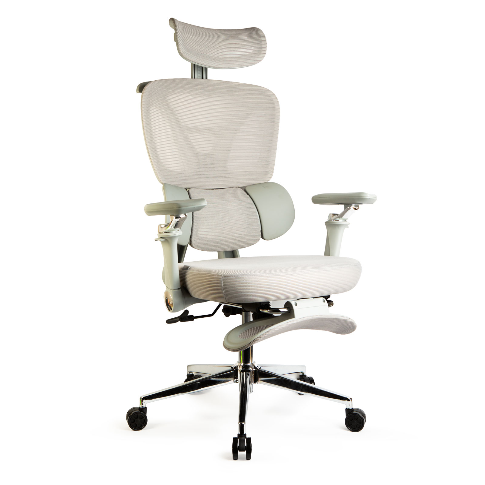 Afbeelding van Bureaustoel Met Hoofdsteun En Voetensteun – Ergonomische Draaistoel Met Verstelbare Armleuningen En Gaslift