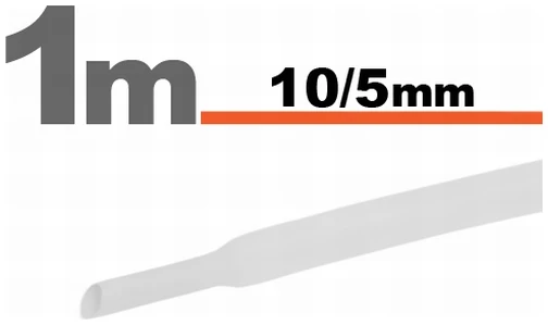 Afbeelding van 10× 1 Meter Krimpkous Wit 10 / 5 mm – 10 Stukken Van 1 Meter – Warmtekrimpbuis Voor Isolatie En