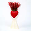 Afbeelding van Kunstplant Met Rood Hart – Kunstmatige Plant Decoratie – Ø10 X 35 Cm – Bordeaux – Onderhoudsvrij En