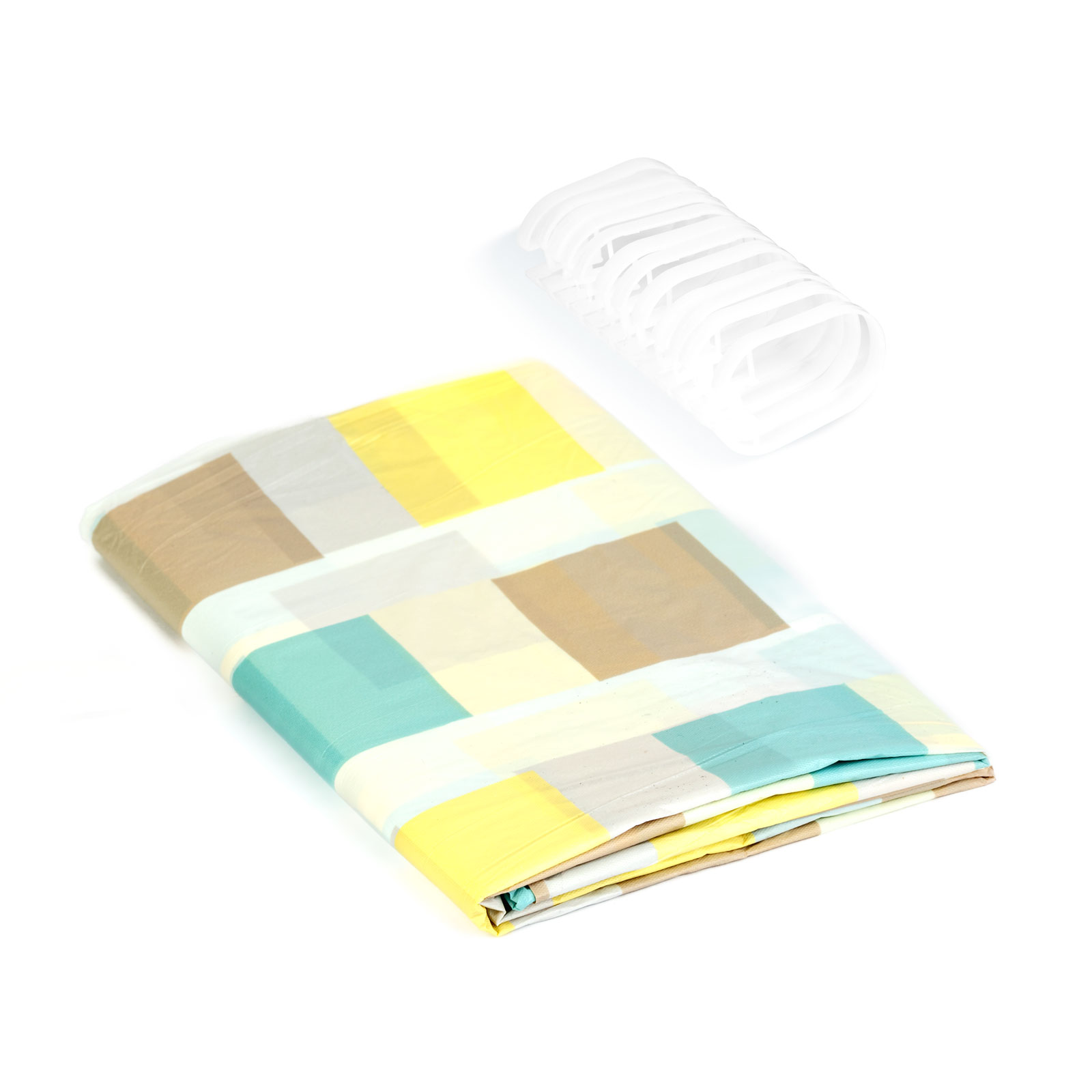 Afbeelding van Douchegordijn Met Ringen – 180 × 180 Cm – PEVA – Semi-Transparant – Druppel, Lente Of Ruit Patroon