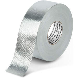 Afbeelding van Aluminium Plaktape Met Glasvezelversterking 50 m × 50 mm – Vlamvertragende HVAC Tape Met Acryl Lijm –