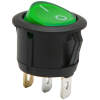 Afbeelding van 5x Verlichte Ronde Wipschakelaar SPST ON-OFF - Rocker Switch 250VAC 6A (10A) - Groene LED Indicatie Met I-O