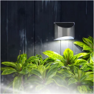 Afbeelding van Solar Wandlamp Met 4 SMD LEDs – Solar LED Buitenlamp Met Koel Wit Licht – Energiezuinige Wandverlichting