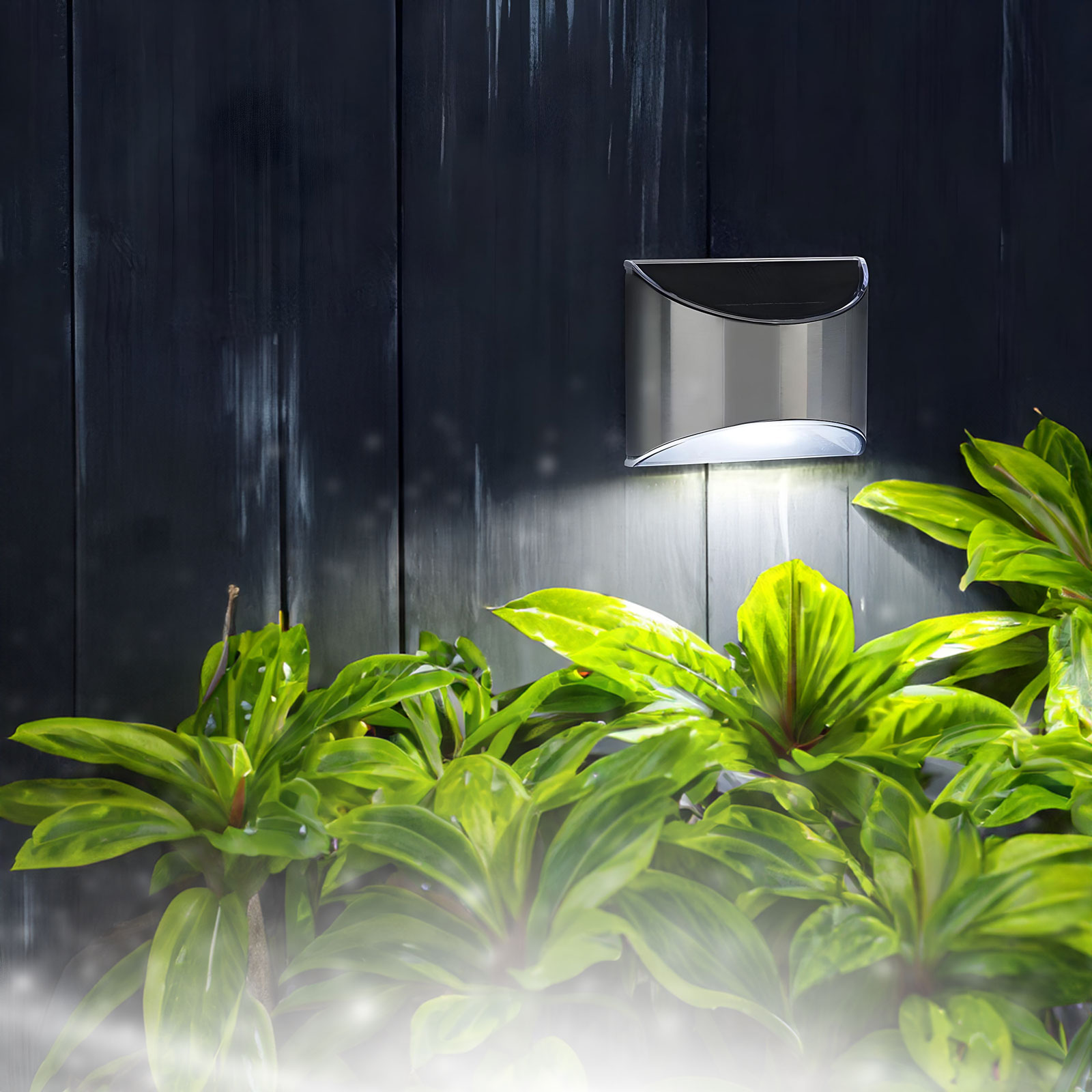 Afbeelding van Solar Wandlamp Met 4 SMD LEDs – Solar LED Buitenlamp Met Koel Wit Licht – Energiezuinige Wandverlichting