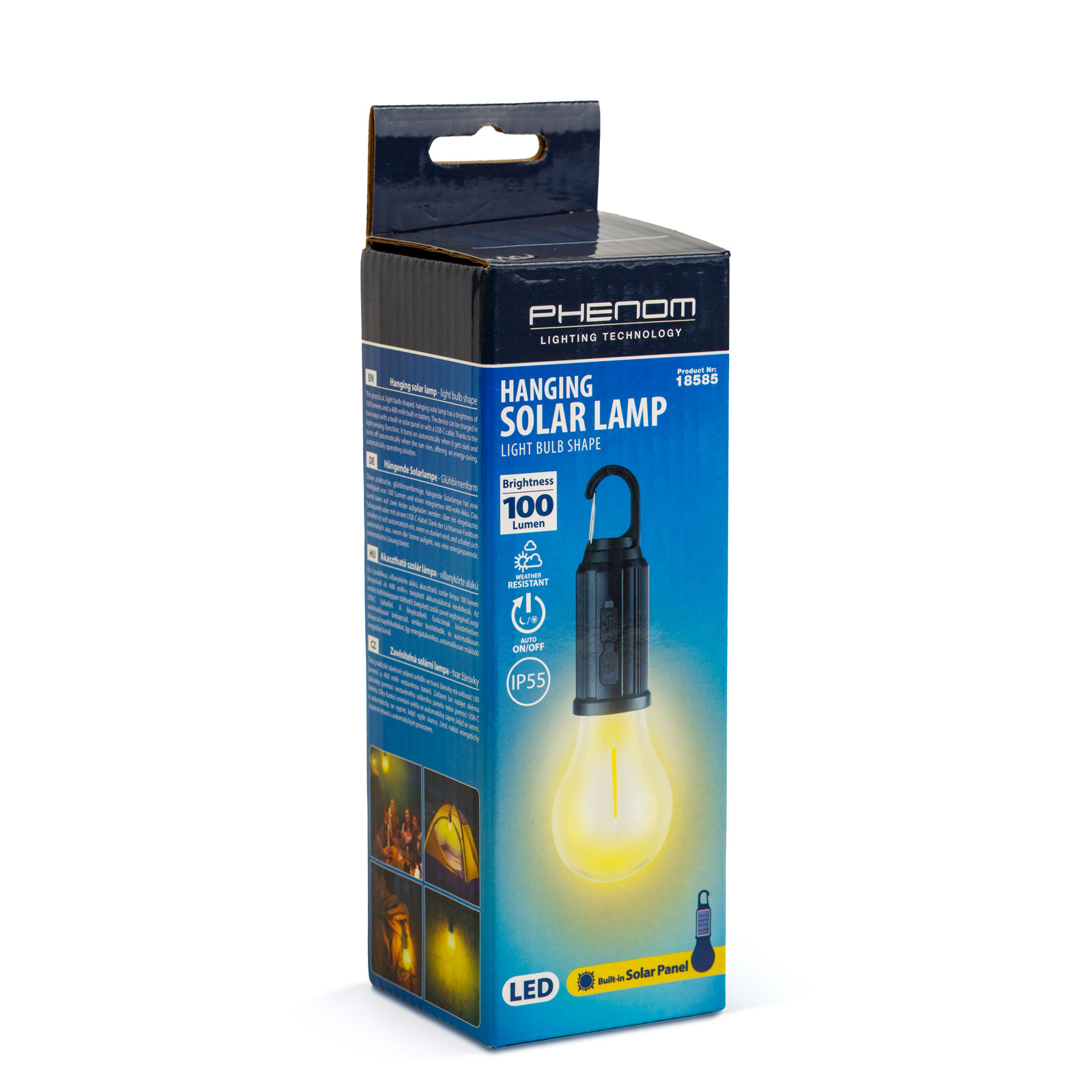Afbeelding van Hangende Solar Lamp - LED Peervorm - 100 Lumen - 400mAh - USB-C - 4 Lichtstanden - Automatisch Aan/Uit - IP55