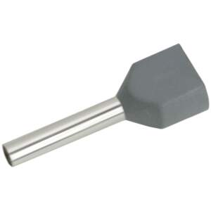 Afbeelding van 100x Geïsoleerde Dubbele Adereindhuls 2×0,75 Mm² Grijs – Cord End Terminal Voor Dubbele Bedrading –