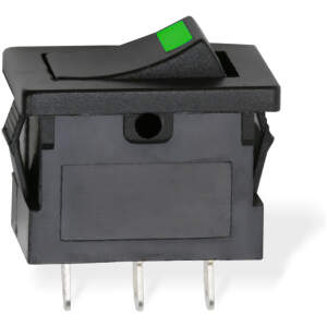 Afbeelding van 5x Rocker Schakelaar Zwart Met Groene LED – Verlichte Tuimelschakelaar SPST 12V 15A – Inbouw ON/OFF