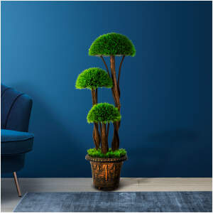 Afbeelding van Grote Kunstplant voor Binnen - Woon & Kamer Decoratie - Bol Buxusboom - Nepplant - 90 cm 1 Stuks [11910]