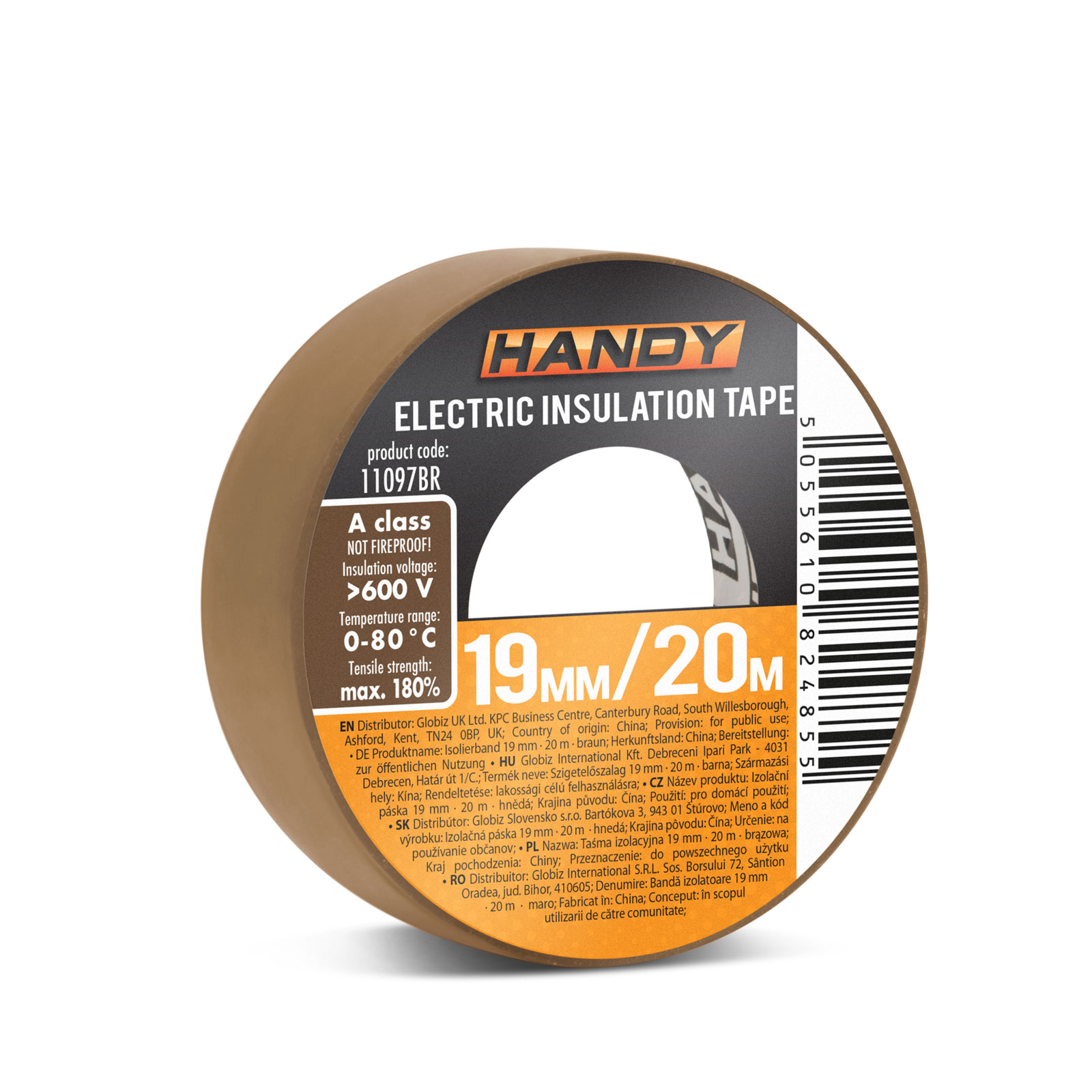 Afbeelding van 10× Isolatietape Bruin 20 m × 19 mm – Set Van 10 Rollen – PVC Elektrische Tape Voor Kabelisolatie En