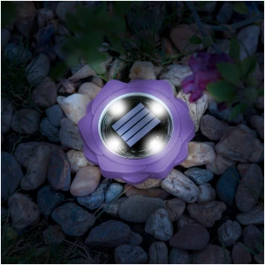 Afbeelding van Solar LED Tuinlamp – Paars – 4x Koel Wit SMD LED – Ø11,5 Cm – Met Grondspies – Op Zonne-Energie