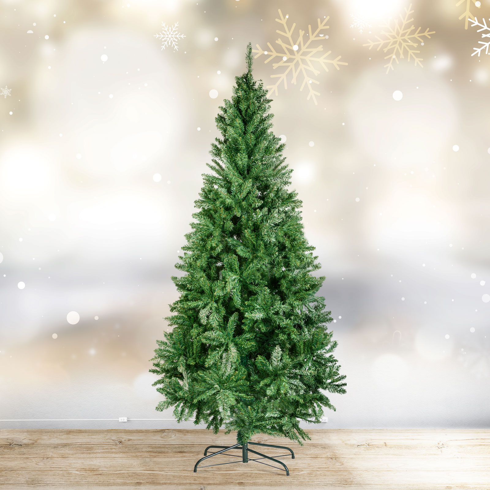 Afbeelding van Kunstkerstboom 180 cm – PVC Kunst Kerstboom Donkergroen – Volle Kunstmatige Kerstboom Met Metalen Voet