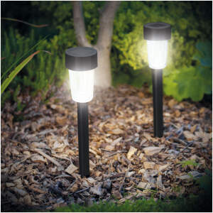 Afbeelding van 1x Solar LED Tuinlamp Met Grondspies – Koel Wit – Zwart – Kunststof – 30 Cm – Op Zonne-Energie –